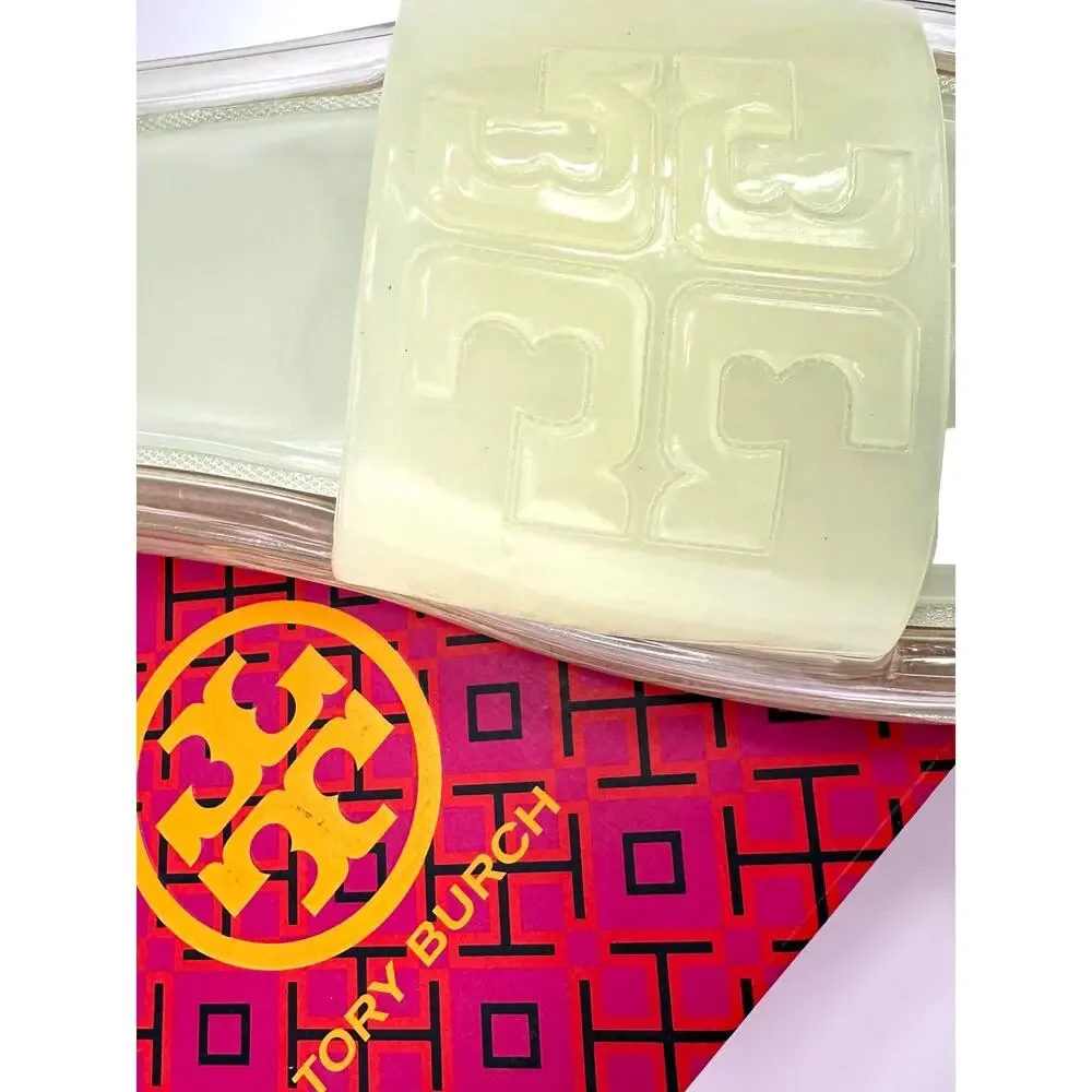 Tory Burch Bubble Jelly Slide Sandal Size 8M Ivory Comfy Beach Pool & Beyond New